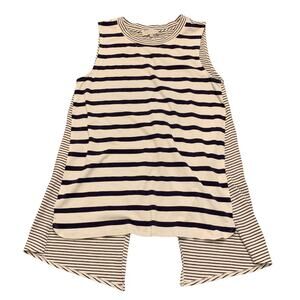 1 State Womens tank navy and white striped twist cutout in back Small